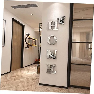 Decoración de pared para el hogar letreros de letras acrílico espejo pegatinas de pared decoraciones plateadas Foto 1 de 4