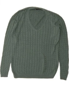 MASSIMO DUTTI Womens V-Neck Jumper Sweater UK 12 Medium Green DG41 - Picture 1 of 3