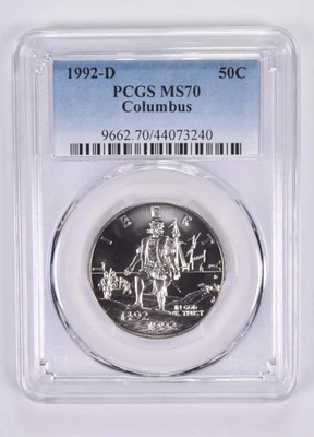 MS70 1992 -D Columbus Commemorative Half Dollar PCGS Blue Label *6489 - Image 1 of 4