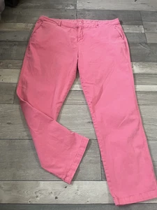 lovely ladies JOULES size 18 pink cotton tapered summer chino trousers W40 L28 - Picture 1 of 4