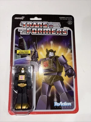 Figura Abejorro Armadura Dorada Exclusiva Super 7 Transformers Reaction Target Nueva Foto 1 de 2
