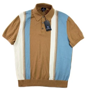 Camisa Polo Tejida Ben Sherman Para Hombres M Manga Corta Ajuste Regular Bloques de Color Tostado $89 - Imagen 1 de 6