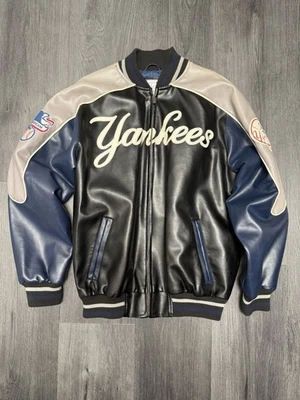 Chaqueta de cuero vintage G-III Sports Carl Banks MLB New York Yankees para hombre mediana Foto 1 de 4
