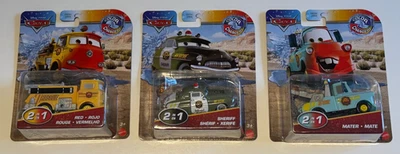 3-DISNEY PIXAR АВТОМОБИЛИ ЦВЕТ ЧЕЙНДЖЕРЫ ГОНКИ И СПАСЕНИЯ красный пожарная машина шериф и мать - Изображение 1 из 3