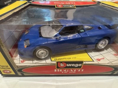 Burago Blue 1991 Bugatti 1:18 Die Cast EB 110 Special Collection Italy New - Image 1 of 2