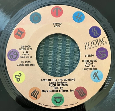 ALICIA BRIDGES - Love Me Till The Morning  (1981 7" 45 Vinyl)  Mono/Stereo Promo - Image 1 of 2