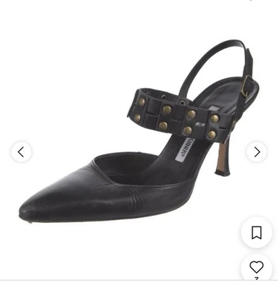 Usado en Excelente Condición Manolo Blahnik Talla 39.5EU 8.5US Negro Tacones con Tachuelas Foto 1 de 4