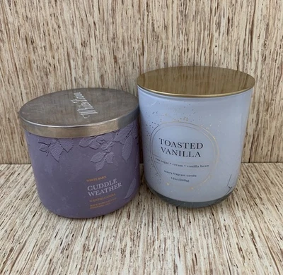 Bath & Body Works 3 Wick Candle Jars Lot of 2 With Lids **EMPTY & CLEANED** - Image 1 of 4