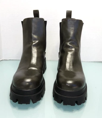 Zara Chelsea suela pista cuero pull on moto botines verde nuevo talla 38 Foto 1 de 4