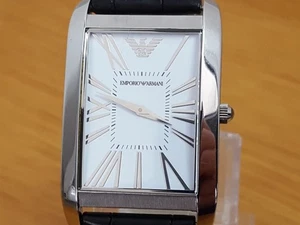 Mens XL Emporio Armani Slim Tank Style AR2036 Marco Gents Leather Watch - Picture 1 of 9