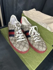 Gucci Ace GG Supreme Monogram Logo Canvas Sneaker Men's 9 G (US Men's 11.5) - Picture 1 of 6