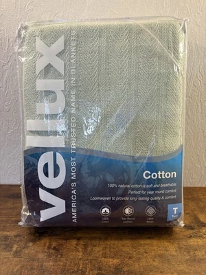 VELLUX 100% NATURAL COTTON IS SOFT AND BREATHABLE TWIN BED BLACKET NIP GRAY MIST - Image 1 of 2