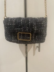 MANGO Tweed Bag with Buckle NWOT hard to find item - Picture 1 of 17