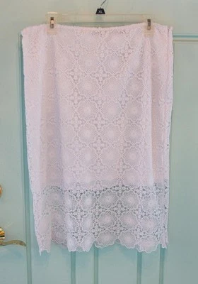 Kensie Blanco Floral Crochet Encaje Forrado XL Falda Lápiz Cremallera Nueva con Etiquetas Precio de venta sugerido por el fabricante 79 USD Foto 1 de 4