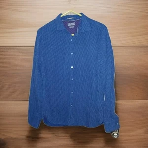 Denim & Flower Slim Fit Shirt Mens Size Large Blue Dotted Button Up Long Sleeve - Picture 1 of 14
