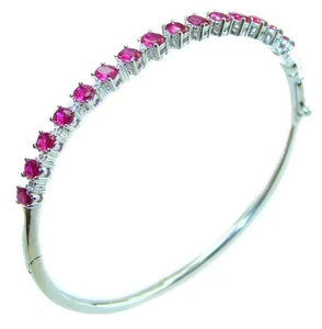 11.5ct Ruby Bracelet 925 Sterling Silver Handmade Unique Bangle Red Gem - Picture 1 of 4