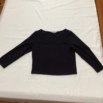 Charlotte Russe Black Long Sleeve Square Neck Top Blouse Size L - Image 1 of 4