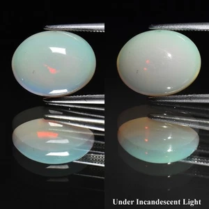 π 3.19ct 12.8x10mm Oval Cabochon Natural White Opal - Color Play, Ethiopia Gem - Picture 1 of 6