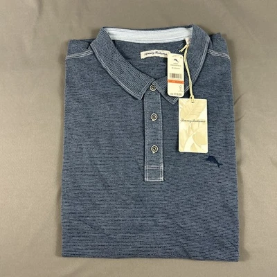 Camisa de golf Tommy Bahama Polo Paradise Cove a rayas 3XLB azul poliéster precio de venta sugerido por el fabricante 110 USD Foto 1 de 4