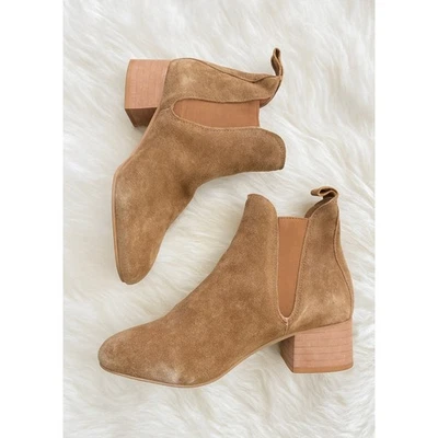 Topshop Talla 6.5 (37) Mujer Cebada Gamuza Sin Cordones Chelsea Botas Chic Mínimo Otoño Foto 1 de 4