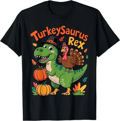 Turkeysaurus Rex Turkey Dino Thanksgiving T-Shirt ,Unisex Youth Tee - Image 1 of 4