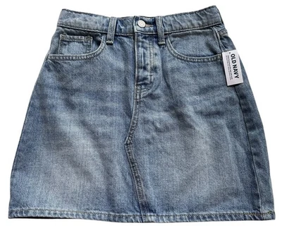 Old Navy Jean Skirt Adjustable Waist Girl’s Size Large 10-12 Button New - Image 1 of 4