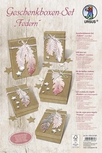 BASTELMAPPE GESCHENKBOXEN FEDERN ROSE/SILBER GESCHENK-BOXEN BASTELN - Bild 1 von 1