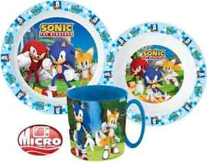 Sonic The Hedgehog 3 Piece Plate Bowl Mug Set Dinner Breakfast Set
