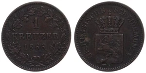 Old Germany - Hesse - Darmstadt 1 Kreuzer 1866 - Silver, 0.83g, Ø 14mm Km#339 - Picture 1 of 1