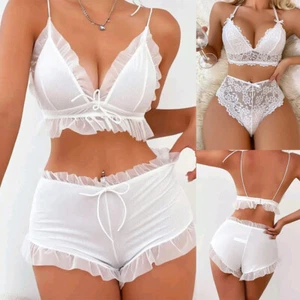 Womens Sexy Lace Push Up Lingerie Bra Set Panties Thong Underwear Nightwear PJs - Picture 1 of 14