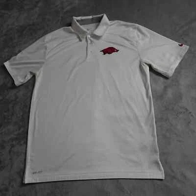 Arkansas Razorbacks Nike Dri-Fit Polo Shirt Men's Medium White Short Sleeve - Image 1 of 4