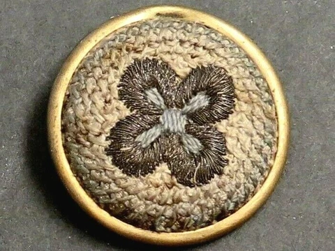 Vintage Gold Embroidered Fabric Button Set in Metal Cover