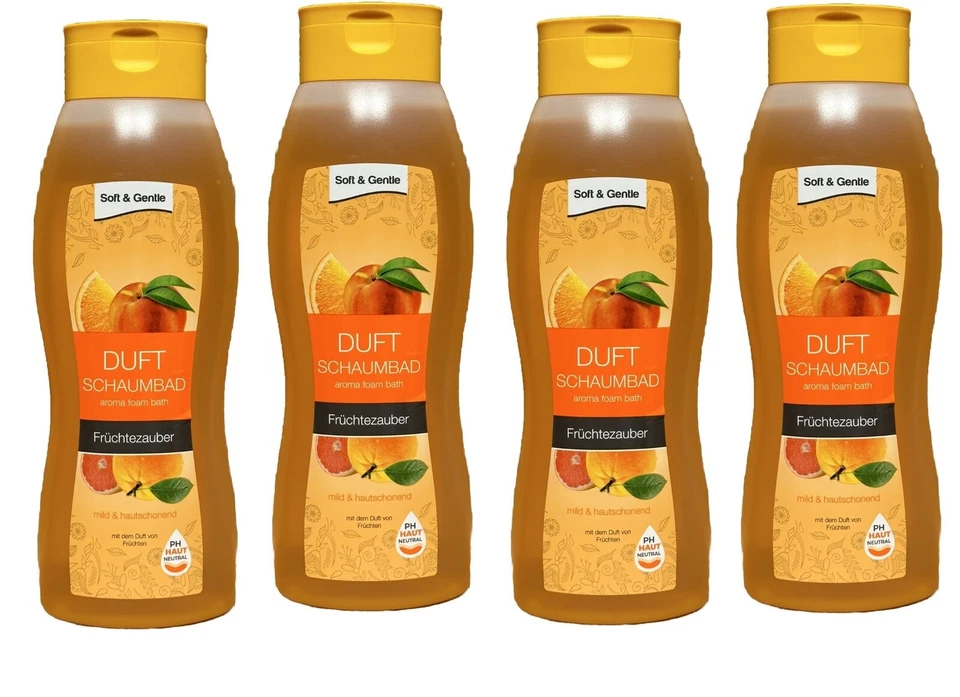 SOFT & GENTLE S & G Schaumbad Früchtezauber mild hautschonend, 4x 1000ml