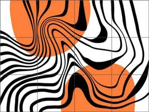 Mural de cerámica arte Andrea Haase con salpicadero de azulejos formas y líneas OB-HAA1171c - Imagen 1 de 2