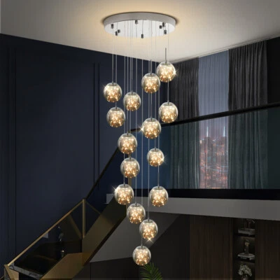 Modern Hanging Pendant Light Glass Shade Star Lighting Villa Staircase Loft LED - Image 1 of 4