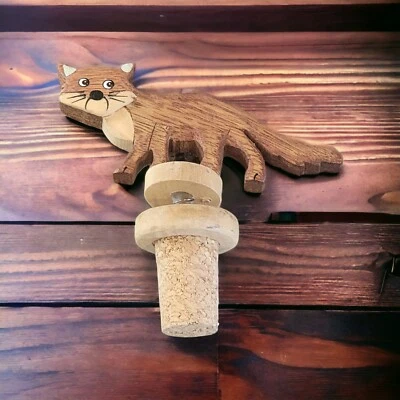 Botella de vino de zorro de corcho de repuesto regalo de anfitriona criaturas del bosque marquetería  Foto 1 de 4