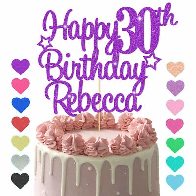 Personalised Happy Birthday Cake Topper Any Age Any Name 16 18th 21st 30th 50th - Image 1 of 3