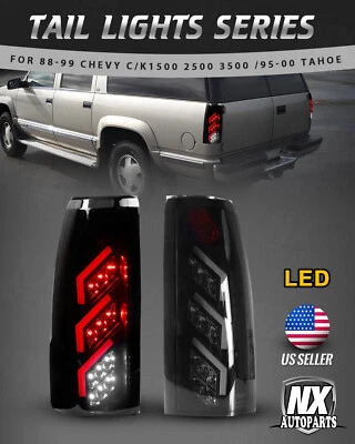 Luces traseras LED para Chevy GMC C/K 1500 2500 3500 1988-1998 negro humo freno DRL Foto 1 de 4