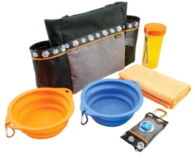 Simple 6 Piezas Completo Organizador de Mascotas Kit de Viaje Esenciales Perro, Mascota. Kit coche Foto 1 de 4