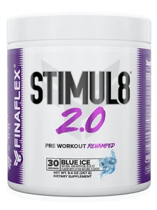 FinaFlex Stimul8 2.0 Blue Ice Pre-Workout: Intense Energy, Muscle Gain, Strength - Picture 1 of 2