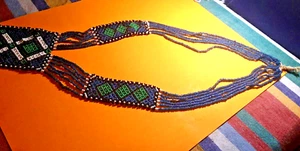 Vintage Seed Bead Native American Necklace - Picture 1 of 6
