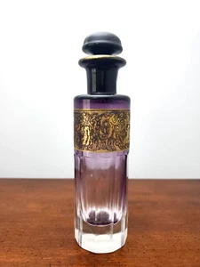 SIGNIERTE AMETHYST GLAS MOSER KARLSBAD KARAFFE 20er SATYR & NYMPHEN GOLDFRIES - Bild 1 von 12
