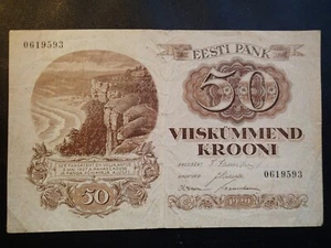 BILLETE ORIGINAL 50 krooni 1929 DE COLECCIÓN ESTONIA ESTONIO - Imagen 1 de 2