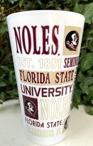Florida State University Seminoles 6" White Pint Glass 16 oz Tumbler WOW! - Picture 1 of 5