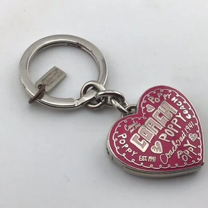 COACH Locket Keychain Pink Enamel SilverT 3” - Picture 1 of 8
