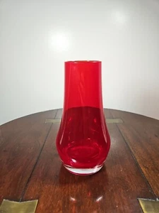 Vintage 1970's Riihimaki Tamara Aladin Red Art Glass Vase Finland #1580 - Picture 1 of 17