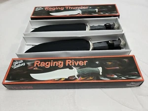 Frost Cutlery Raging Thunder/Raging River Knives Stainless Blade Black w/Sheaths - Picture 1 of 8