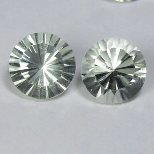 7.80Cts Dazzling Natural Green Amethyst(Prasiolite) Round Concave Pair Gemstones - Picture 1 of 4