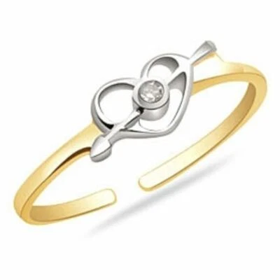 Anillo de 0,01 quilates con diamantes naturales Love Heart enchapado en oro de 14 k en plata para mujer Foto 1 de 4
