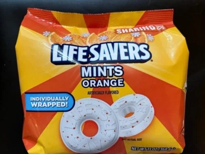 Salvavidas NARANJA MENTAS Caramelos Envueltos Individualmente-GRANDE Bolsa Tamaño Compartido Foto 1 de 2